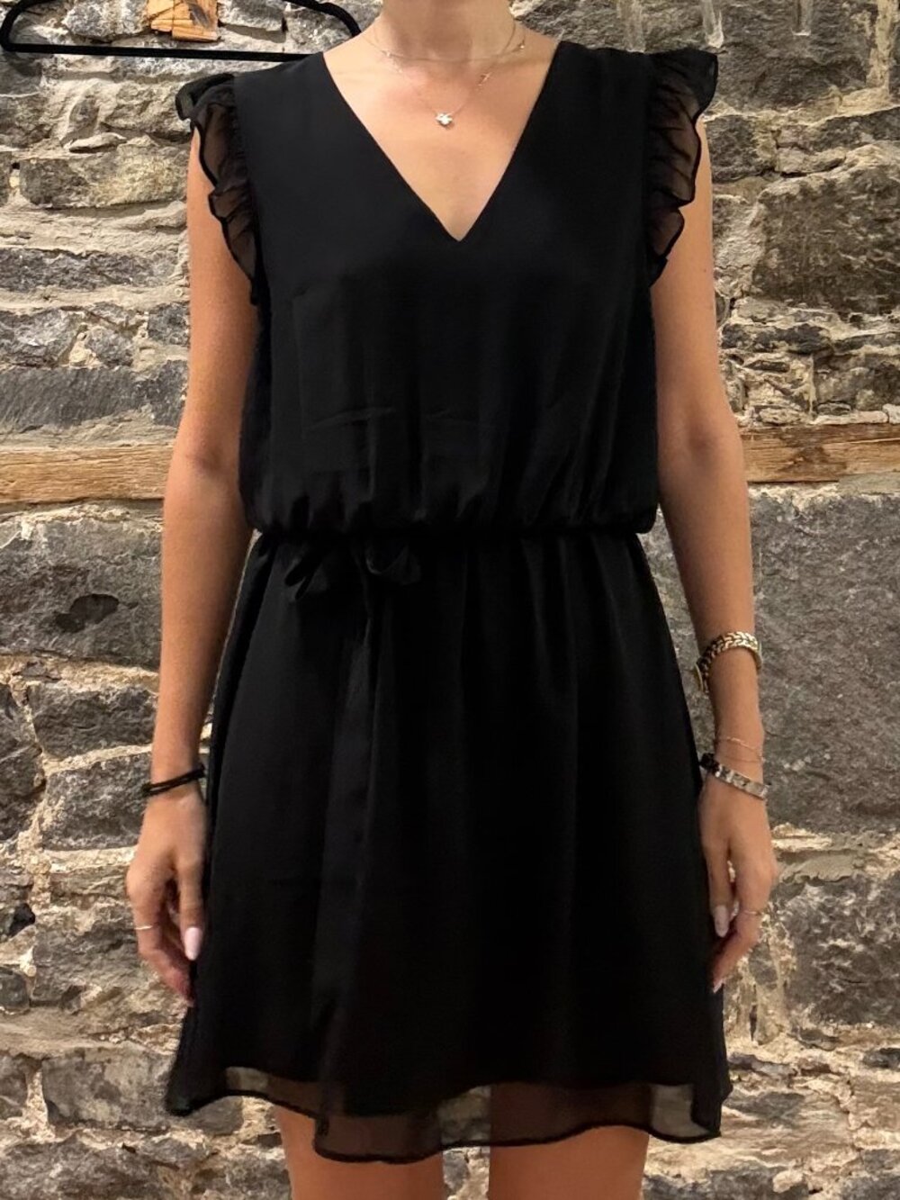 Express Black Sleeveless Chiffon Mini Dress